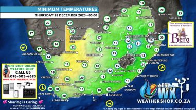 Southern Africa Weather Forecast Maps Thursday 28 December 2023