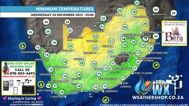 Southern Africa Weather Forecast Maps Wednesday 20 December 2023