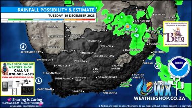 Southern Africa Weather Forecast Maps Tuesday 19 December 2023