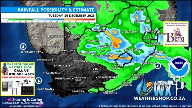 Southern Africa Weather Forecast Maps Tuesday 26 December 2023