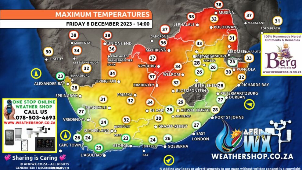 Southern Africa Weather Forecast Maps Friday 8 December 2023