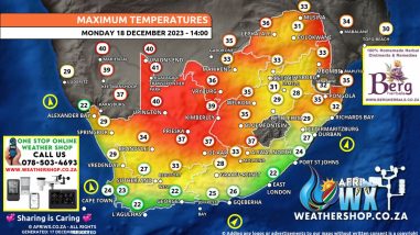 Southern Africa Weather Forecast Maps Monday 18 December 2023