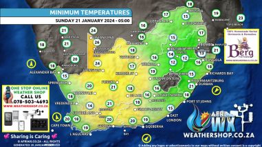 Southern Africa Weather Forecast Maps Sunday 21 January 2024