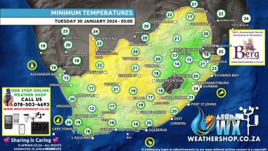 Southern Africa Weather Forecast Maps Tuesday 30 January 2024