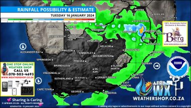 Southern Africa Weather Forecast Maps Tuesday 16 January 2024