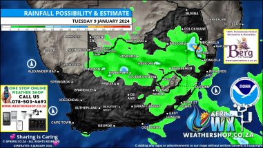 Southern Africa Weather Forecast Maps Tuesday 9 January 2024