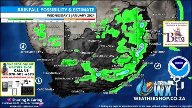 Southern Africa Weather Forecast Maps Wednesday 3 January 2024