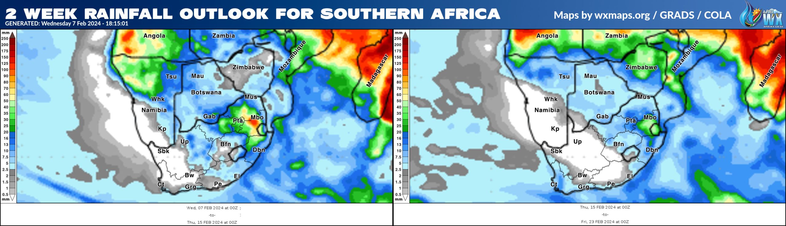 South Africa Gfs 14 Day Rainfall Forecast Meteogram South Africa Thursday 8 February 2024 Scaled 