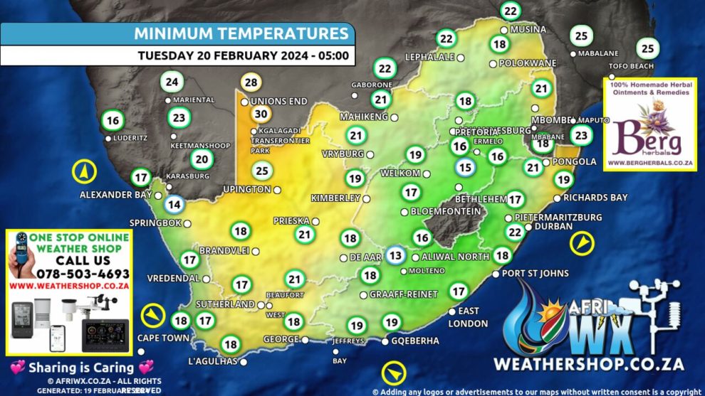 Southern Africa Weather Forecast Maps Tuesday 20 February 2024