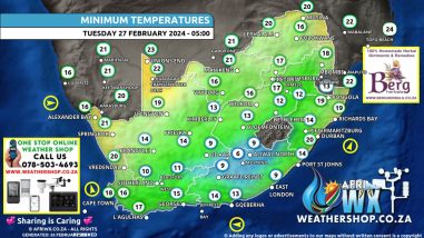 Southern Africa Weather Forecast Maps Tuesday 27 February 2024