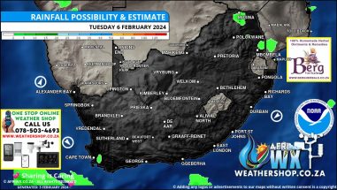 Southern Africa Weather Forecast Maps Tuesday 6 February 2024