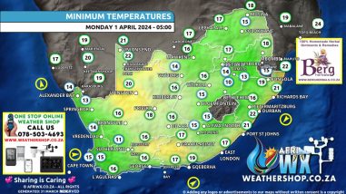 Southern Africa Weather Forecast Maps Monday 1 April 2024