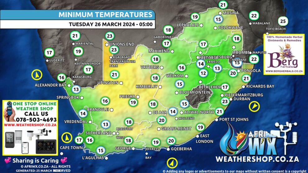 Southern Africa Weather Forecast Maps Tuesday 26 March 2024
