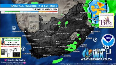 Southern Africa Weather Forecast Maps Tuesday 12 March 2024