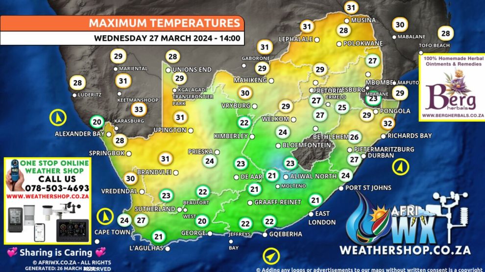 Southern Africa Weather Forecast Maps Wednesday 27 March 2024