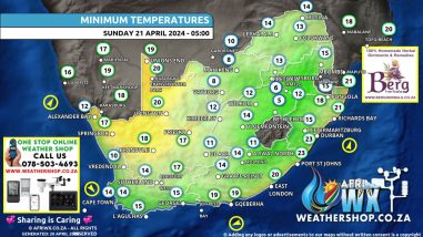 Southern Africa Weather Forecast Maps Sunday 21 April 2024