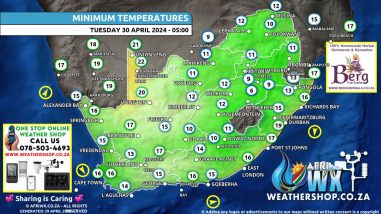 Southern Africa Weather Forecast Maps Tuesday 30 April 2024