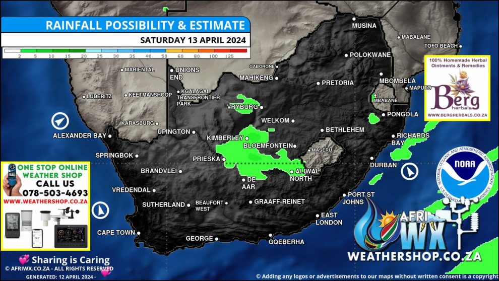 Southern Africa Weather Forecast Maps Saturday 13 April 2024