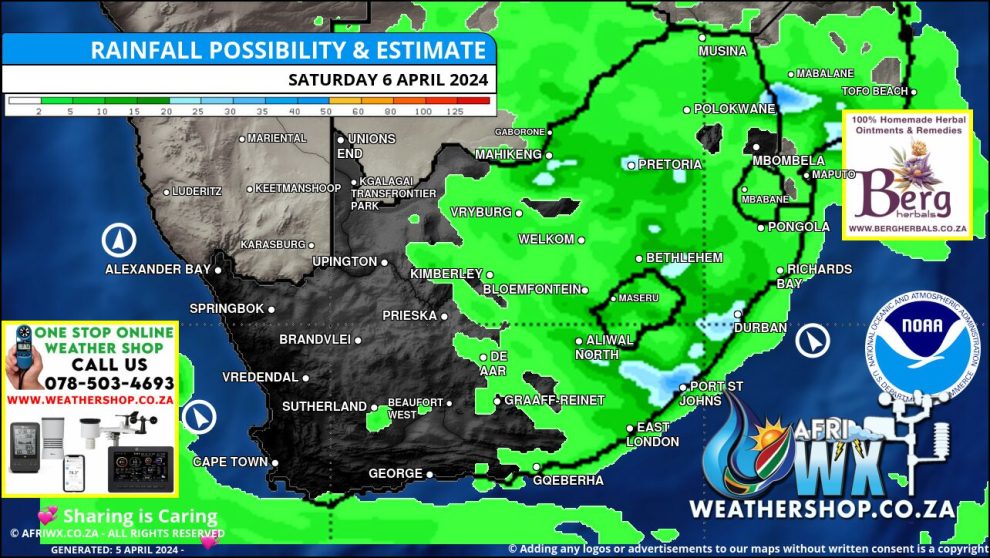 Southern Africa Weather Forecast Maps Saturday 6 April 2024