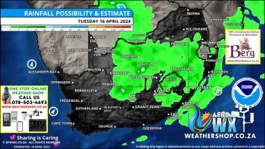 Southern Africa Weather Forecast Maps Tuesday 16 April 2024