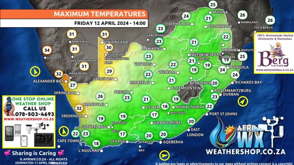 Southern Africa Weather Forecast Maps Friday 12 April 2024
