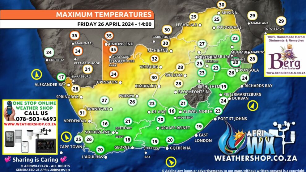 Southern Africa Weather Forecast Maps Friday 26 April 2024