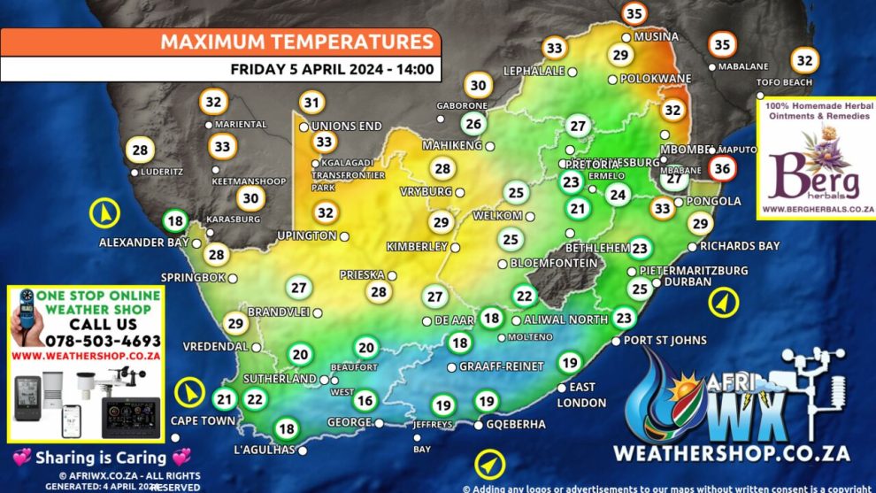 Southern Africa Weather Forecast Maps Friday 5 April 2024