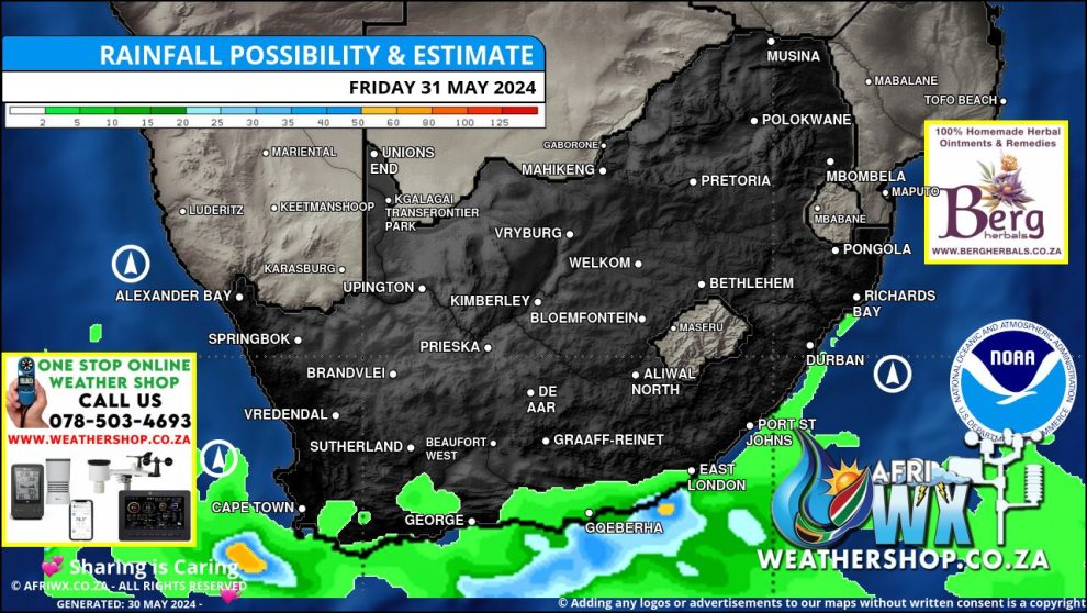 Southern Africa Weather Forecast Maps Friday 31 May 2024