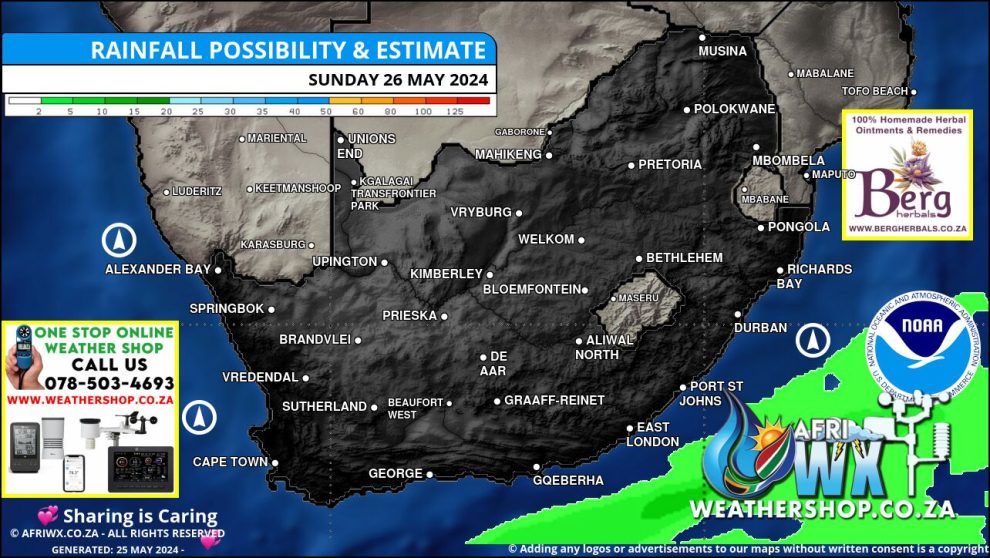 Southern Africa Weather Forecast Maps Sunday 26 May 2024