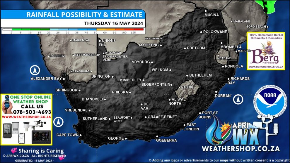 Southern Africa Weather Forecast Maps Thursday 16 May 2024
