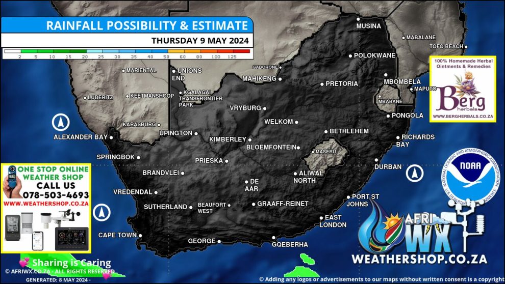 Southern Africa Weather Forecast Maps Thursday 9 May 2024