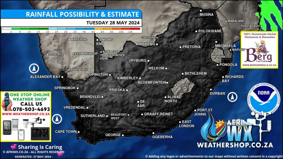 Southern Africa Weather Forecast Maps Tuesday 28 May 2024