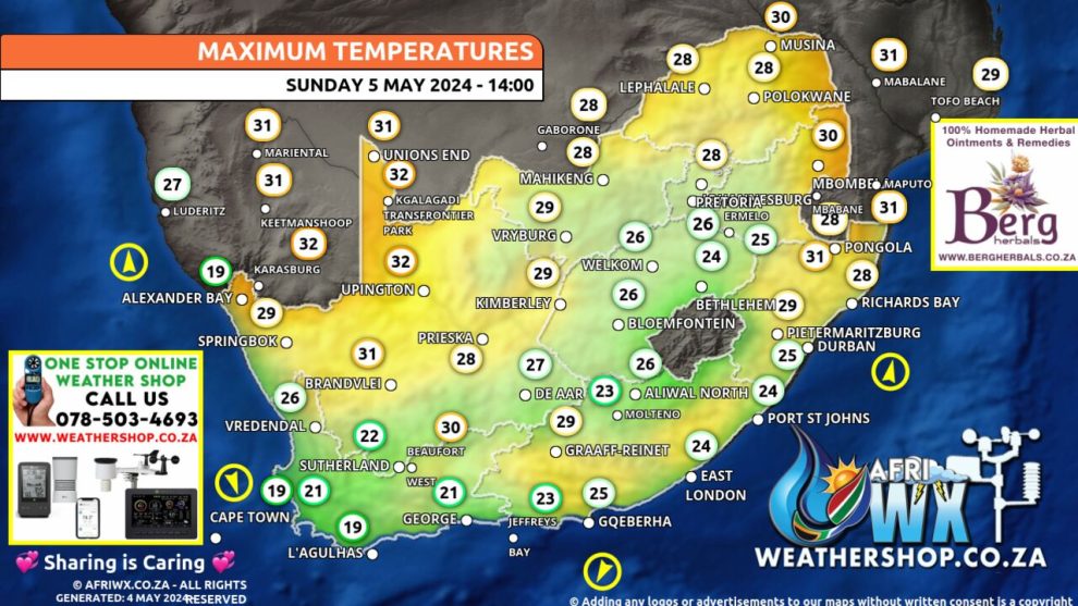 Southern Africa Weather Forecast Maps Sunday 5 May 2024