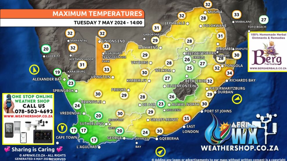 Southern Africa Weather Forecast Maps Tuesday 7 May 2024