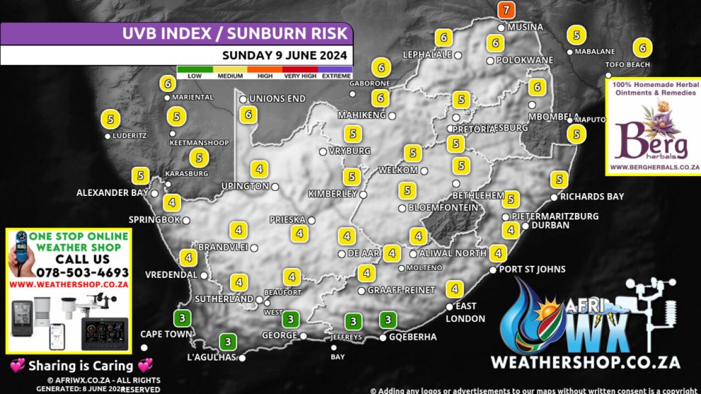 Southern Africa Weather Forecast Maps Sunday 9 June 2024