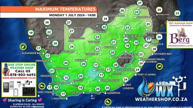 Southern Africa Weather Forecast Maps Monday 1 July 2024