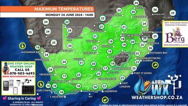 Southern Africa Weather Forecast Maps Monday 24 June 2024