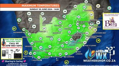 Southern Africa Weather Forecast Maps Sunday 30 June 2024