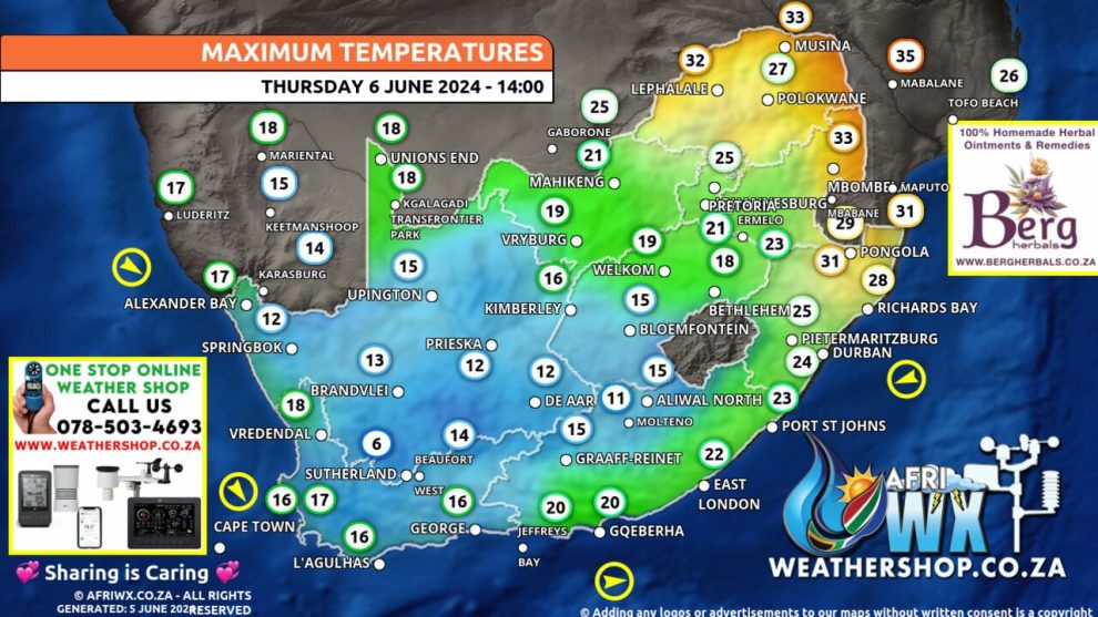 Southern Africa Weather Forecast Maps Thursday 6 June 2024