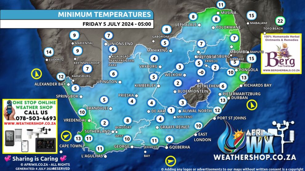 Southern Africa Weather Forecast Maps Friday 5 July 2024