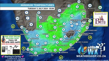 Southern Africa Weather Forecast Maps Tuesday 2 July 2024